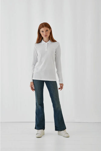 Polo maille piquée femme manches longues B&C ID001