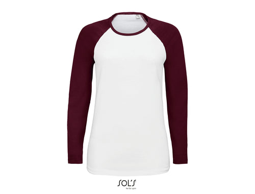 T-shirt femme bicolore manches longues raglan Sols Milky LSL